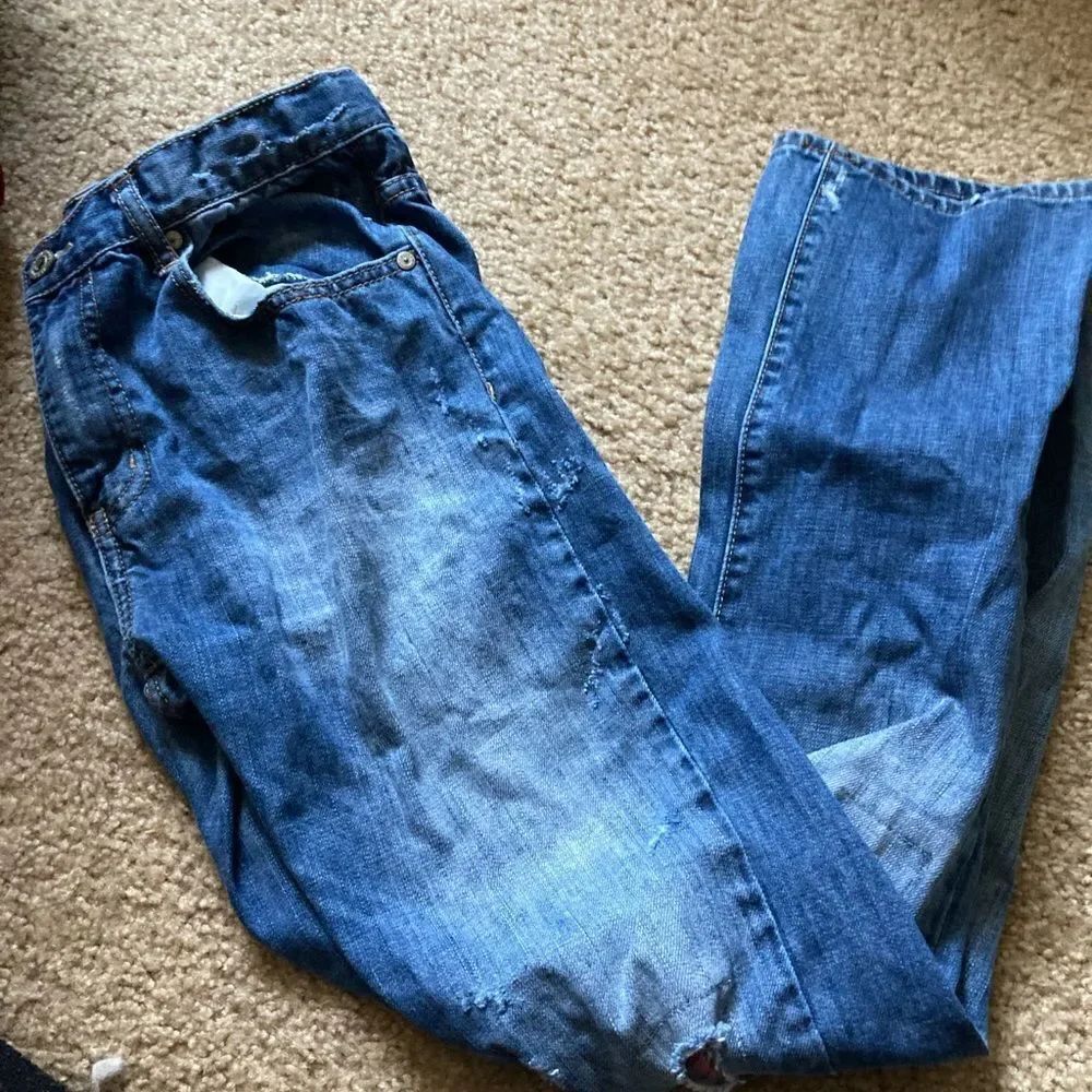 Boys Arizona Patched Slim Straight Blue Jeans